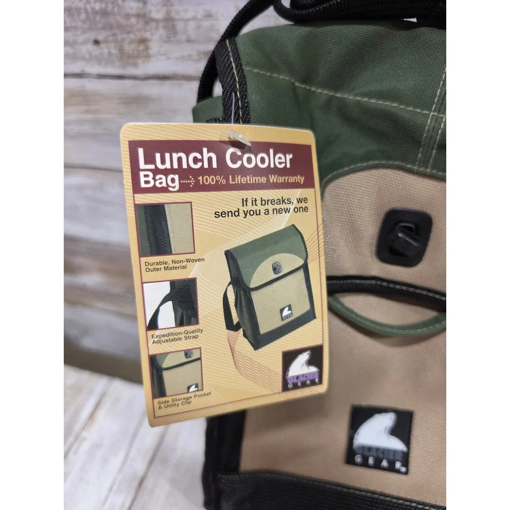 Glacier Gear GOLB1 Lunch Cooler Bag Green Tan Insulated Shoulder Strap